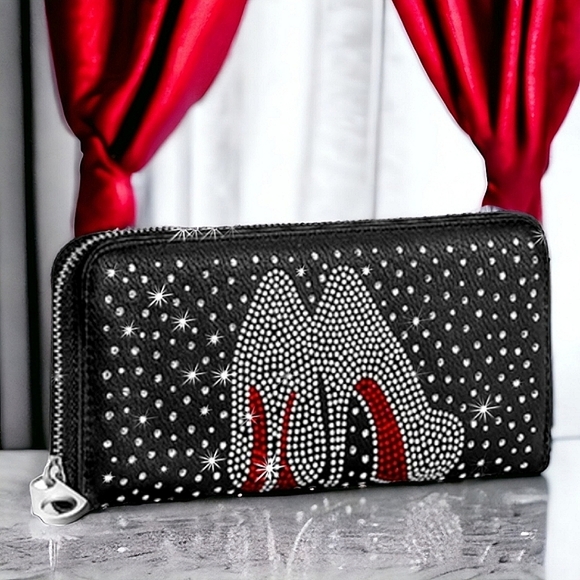 Handbags - High Heels Rhinestone Bling Black Wallet